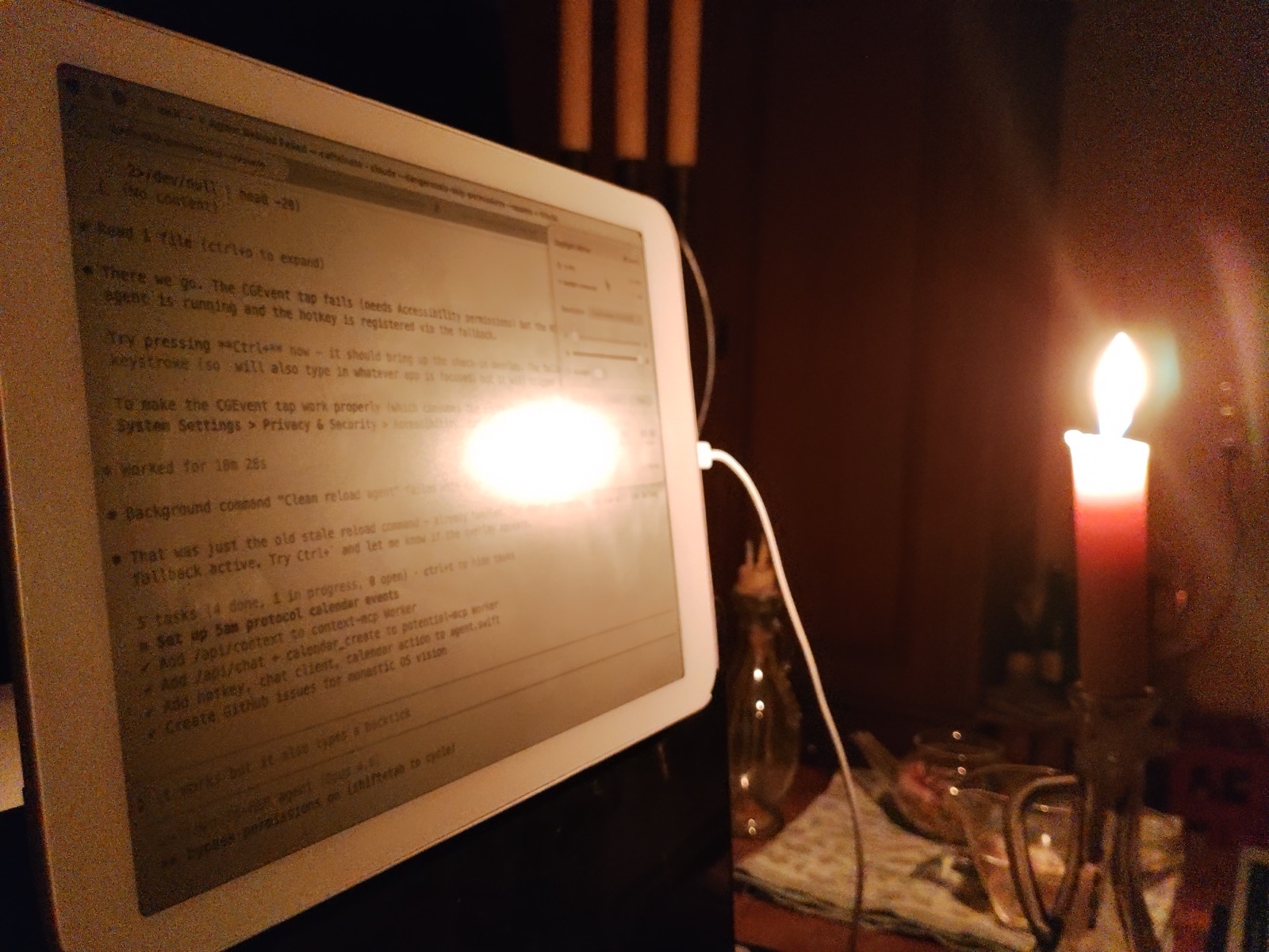 Daylight DC-1 with candle, reflective display showing code